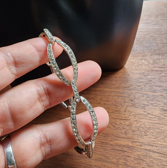 Monet silver plate bracelet with clear rhinestones - Picture 8 of 9